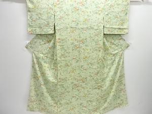 大正ロマン　草花に波模様着物